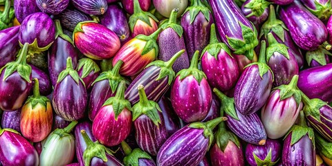 Naklejka premium Colorful wallpaper filled with fresh eggplants from the local harvest season, vegetables, colorful, background, eggplants