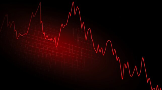 Financial graph  banking and investment line chart, with profit peaks, modern red and black glowing graph