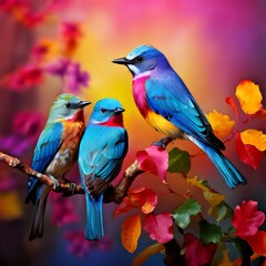 Fototapeta premium Colorful birds, like the resplendent macaw or the radiant peacock, captivate with their brilliant plumage and intricate patterns.