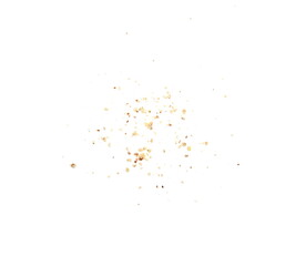 Shelled and ground Ground, milled, crushed almond nuts isolated on white. Edible, dried, brown seeds of Prunus dulcis. Ingredient in marzipan, nougat, cookies.