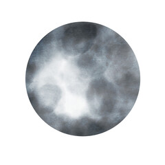 Blue circle watercolor. Hand drawn round abstract spot. Grunge ball clip art isolated on white background. American rose color