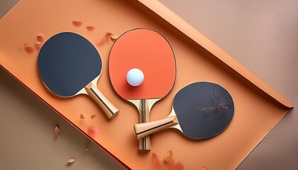 A close-up of a ping pong paddle and ball.