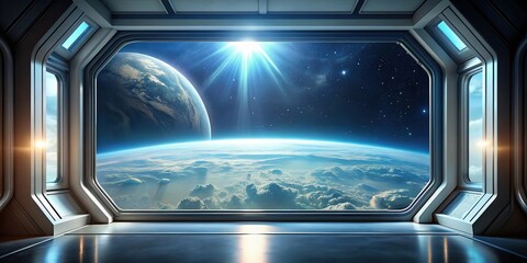 View from a window in space Futuristic fantasy space background backdrop wallpaper , View, wallpaper, space, from, fantasy, background, Futuristic