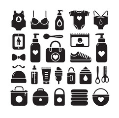 minimal Collection of newborn baby care  silhouette vector