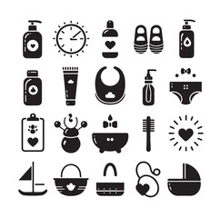 minimal Collection of newborn baby care  silhouette vector