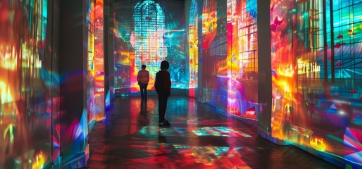 An immersive video art installation with synchronized projections and digital effects.