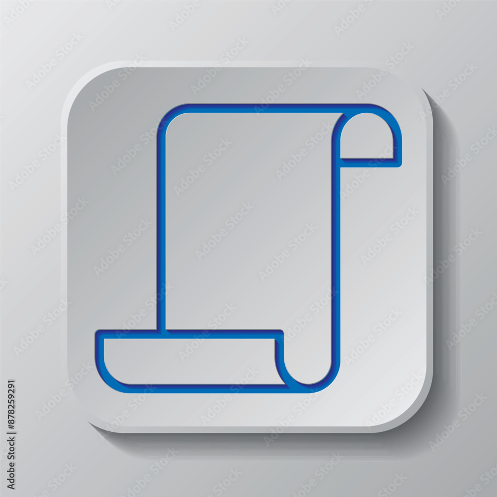 Poster paper script simple icon vector. flat design. paper cut design. cutted blue symbol with shadow. gray