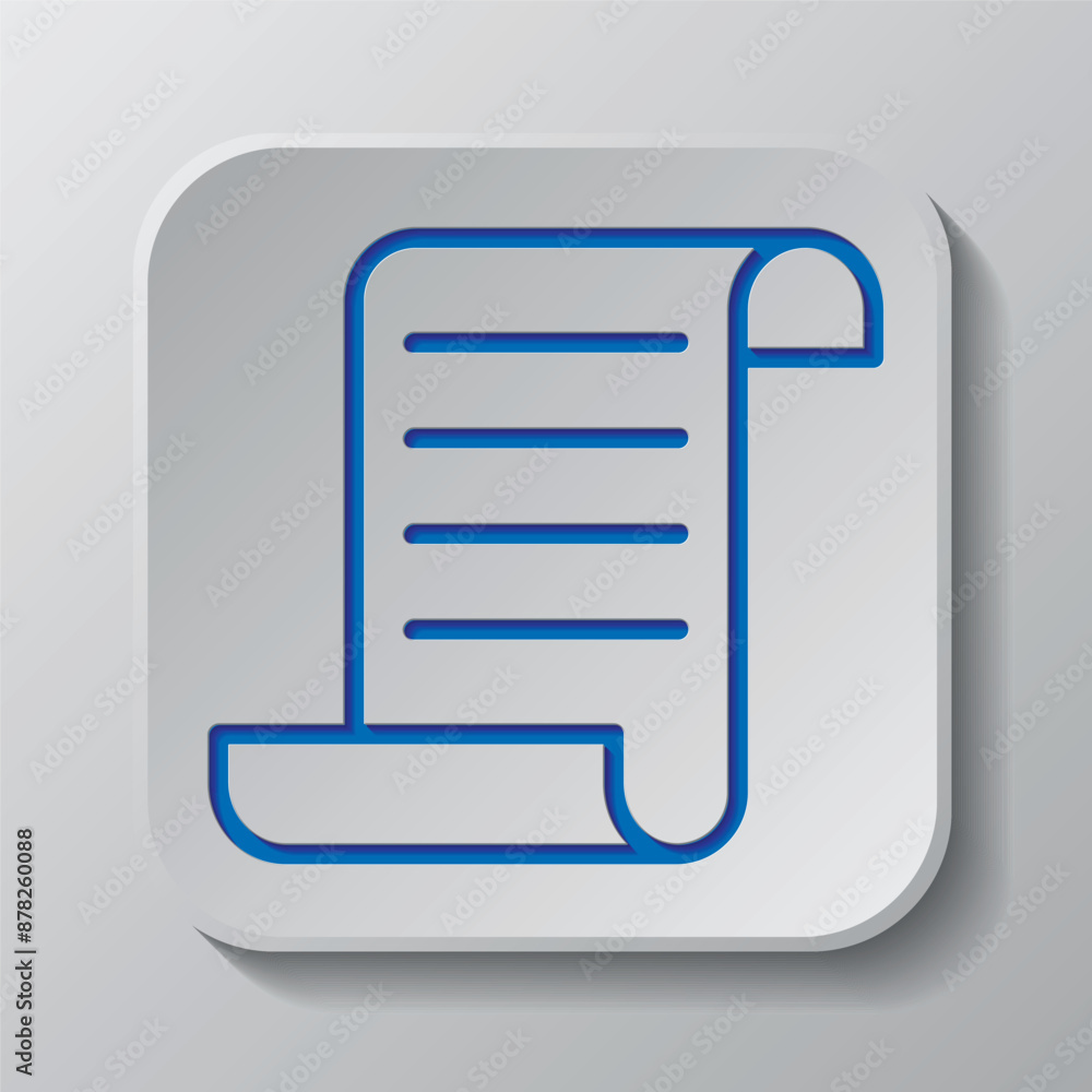 Aufkleber paper script with text simple icon vector. flat design. paper cut design. cutted blue symbol with sh