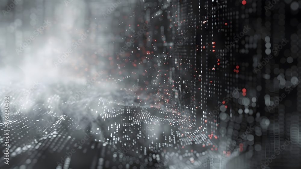 Poster the process of data destruction services with a dramatic image of digital information dissolving int