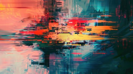Fototapeta premium Abstract Glitch Art with Vibrant Colors
