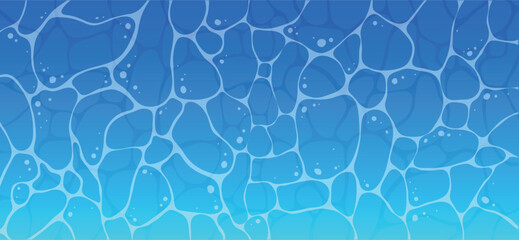 Wavy texture pattern background with light reflection on water, sea, river, lake and pool. Clear, transparent, clean underwater illustration.
