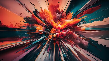 Dynamic Harmony An Abstract Fusion of Vibrant Colors and Energetic Lines