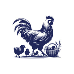 Chicken silhouette vector Clip art isolated design illustration