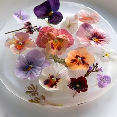 Embedded Edible Flowers blooming within thin lay