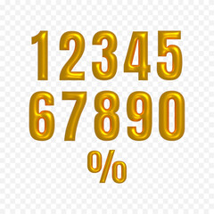 Set of luxury bright golden 3d number 1 2 3 4 5 6 7 8 9 10 digits collections for birthday anniversary and sale	