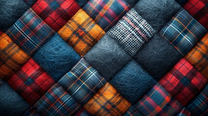 Plaid backgrounds with intersecting lines and rich colors evoke a sense of tradition and warmth perfect for cozy and rustic designs Background Illustration, Bright color tones, , Minimalism,