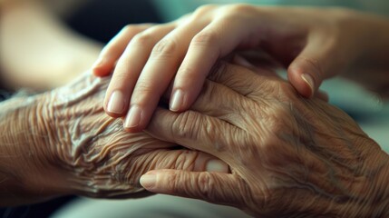 Fototapeta premium Close-up photo of a young hand helping an elderly hand