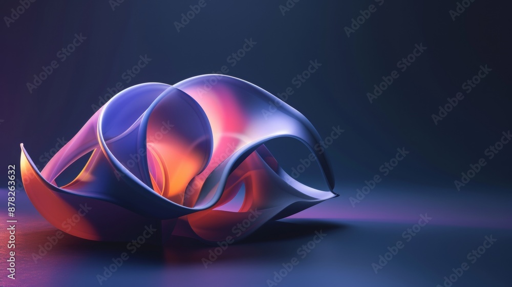 Poster abstract 3d shape on dark background with copy space