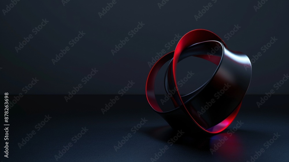 Poster abstract 3d shape on dark background with copy space