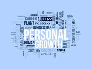 Personal Growth wordcloud template. Business concept vector background.
