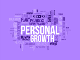 Personal Growth wordcloud template. Business concept vector background.