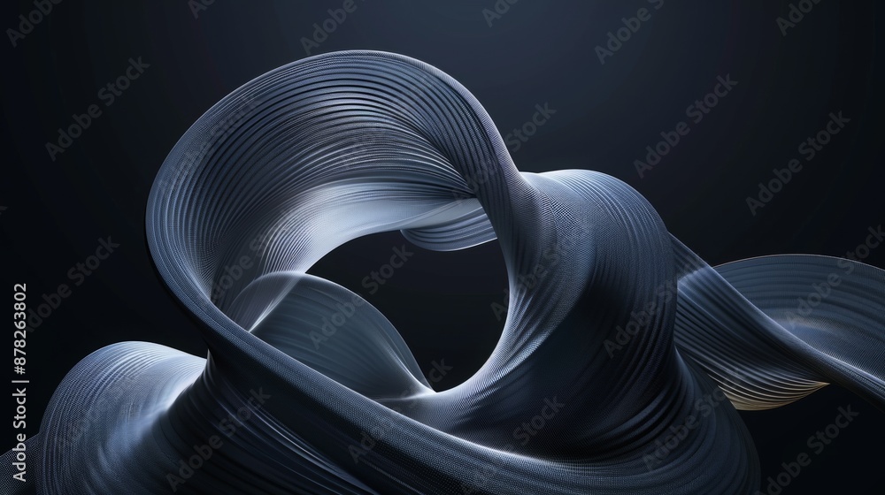 Poster abstract 3d shape on dark background with copy space