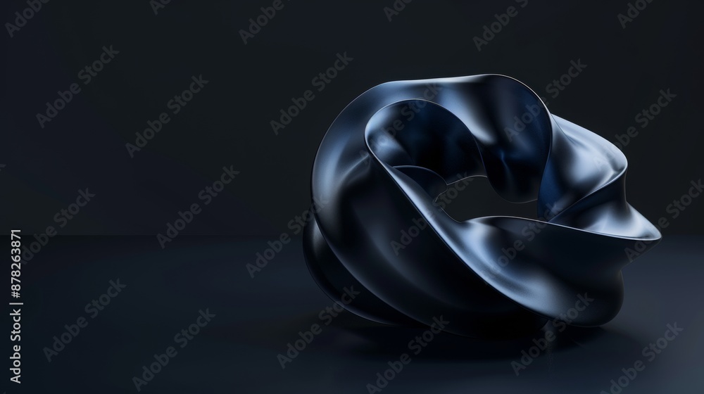 Poster abstract 3d shape on dark background with copy space