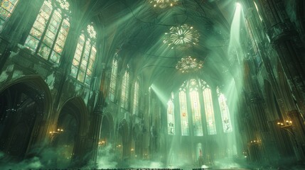 Obraz premium Cathedral Interior with Light Beams