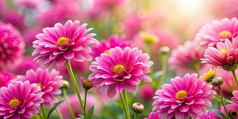 Obraz premium Vibrant pink flowers in full bloom , pink, flowers, garden, petals, floral, spring, nature, vibrant, blooming, close-up