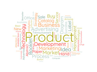 Product wordcloud template. Business concept vector background.