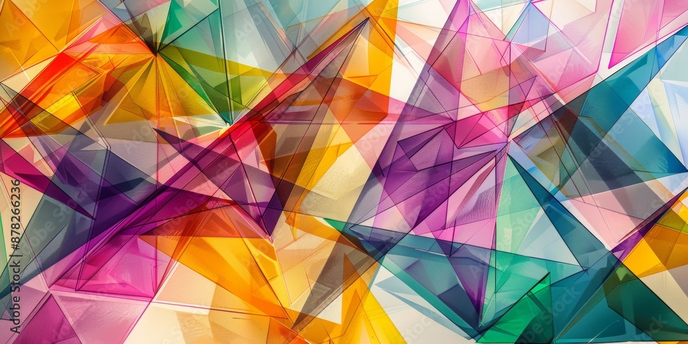 Canvas Prints abstract triangles, in the style of line art, transparency, multi color