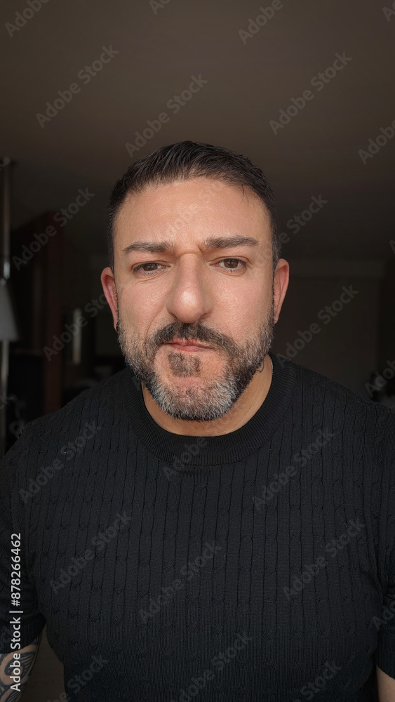 Wall mural portrait of middle aged man with desire in beard