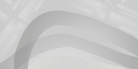 Light gray wavy background with pattern of dots. Abstract banner