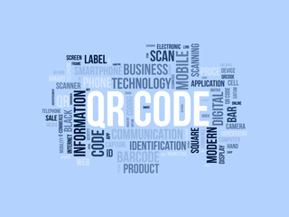 Qr Code wordcloud template. Business concept vector background.