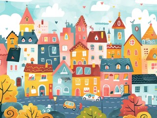 Colorful houses in a charming town