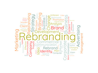 Obraz premium Rebranding wordcloud template. Business concept vector background.