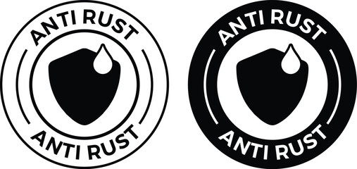 Anti rust icon set. Anti oxidation symbol. Rust resistant emblem set.