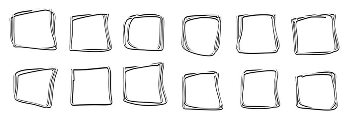 set of doodle squares vector silhouettes
