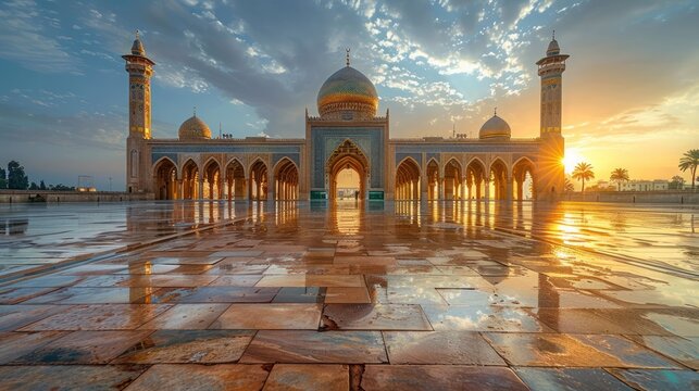 Golden Mosque at Sunset