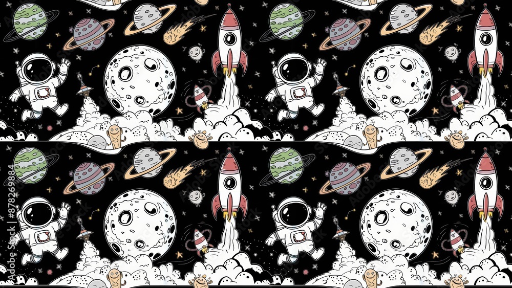 Poster a pattern with space and planets on it, ai