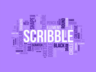 Scribble wordcloud template. Art concept vector background.