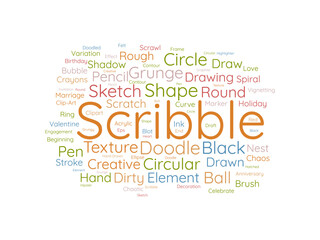 Scribble wordcloud template. Art concept vector background.