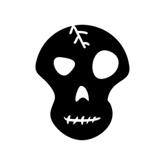 halloween skull icon, silhouette vector isolated on white background. simple and modern design