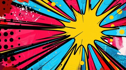 Comic Book Style Explosion with Colorful Background