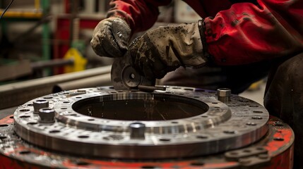Industrial Worker Grinding Metal