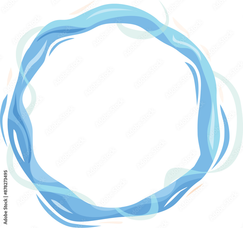 Poster blue water is flowing in a circular shape, creating an abstract frame with copy space