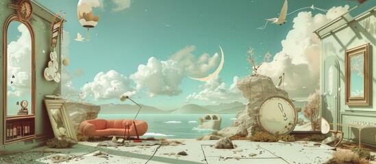 Surreal Dreamscape with Floating Objects