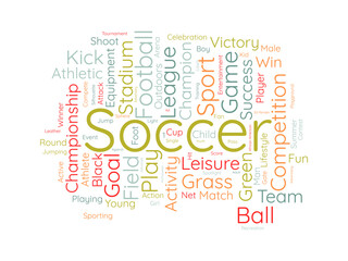 Soccer wordcloud template. Sport concept vector background.