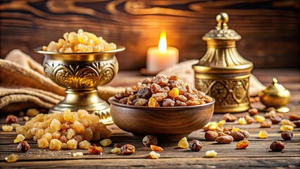 Luxurious image of frankincense, myrrh and gold gifts , regal, Christmas, nativity, spirituality, rich, expensive