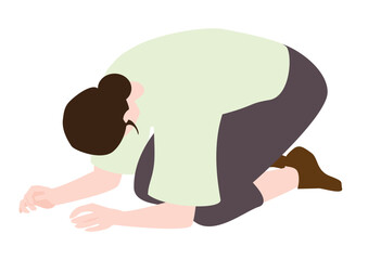 うなだれてかがみこむ女性のベクターイラスト
